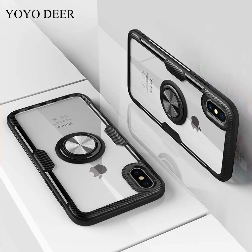 YOYODEER Clear Phone Case for Apple iPhone X XS Max XR Luxury Magnetic Car Holder Fundas Housing Coque Back Cover iPhoneX |