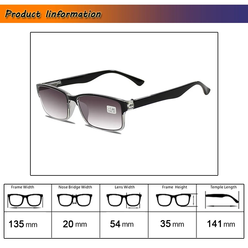Мужские очки для чтения, градиентные серые линзы, очки, лупа, очки Gafas Ретро+ 1 1,25 1,75 2 2,25 2,75 3,25 3,5 UV400