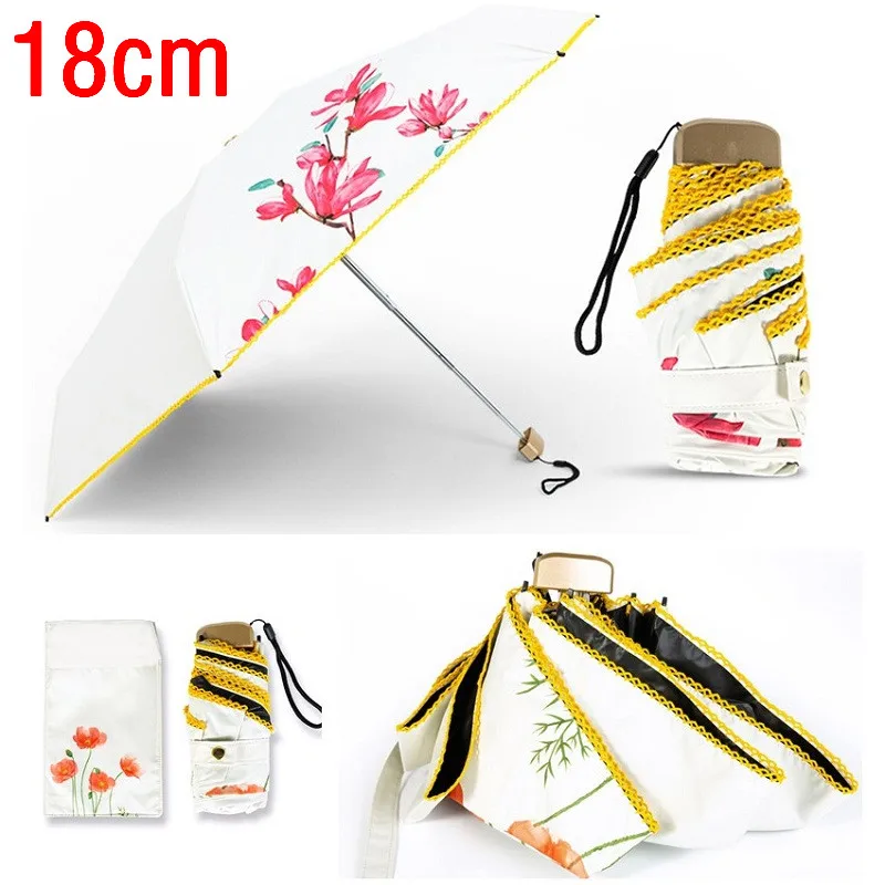 18 см длина мини зонтик переносится в кармане 5 складной Женский Зонт двойной
