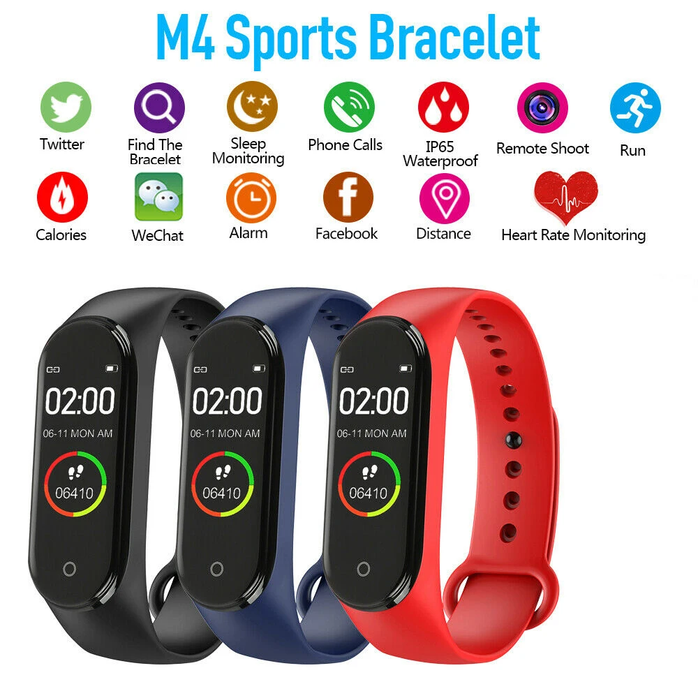 M4 Band Bluetooth умные наручные часы мужской цветной браслет датчик артериального