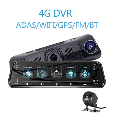 4G DVR ANSTAR 1" 4G 3g зеркало заднего вида видеорегистратор 1080P Android DVR gps навигация ADAS wifi двойной объектив Автомобильный регистратор авто камера - Название цвета: 4G DVR