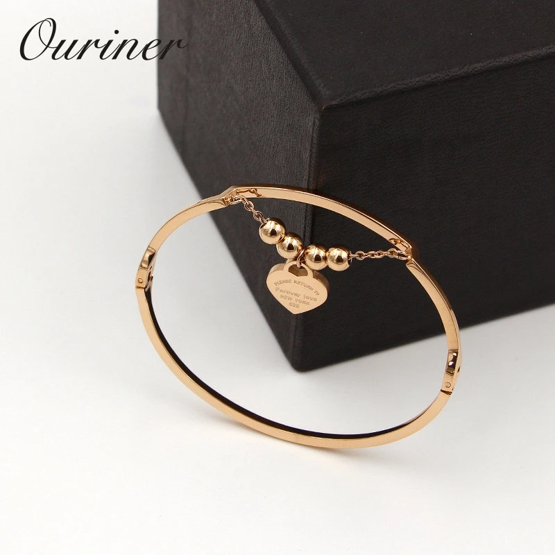 Couple Jewelry Tag Heart Love Bangles &amp Bracelet Women Men Stainless Steel Beads Letter Forever Thin K0083 | Украшения и