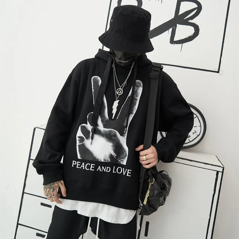 Мира и любви Принт толстовки над Размеры Swag Tyga хип-хоп худи осень-зима пары US