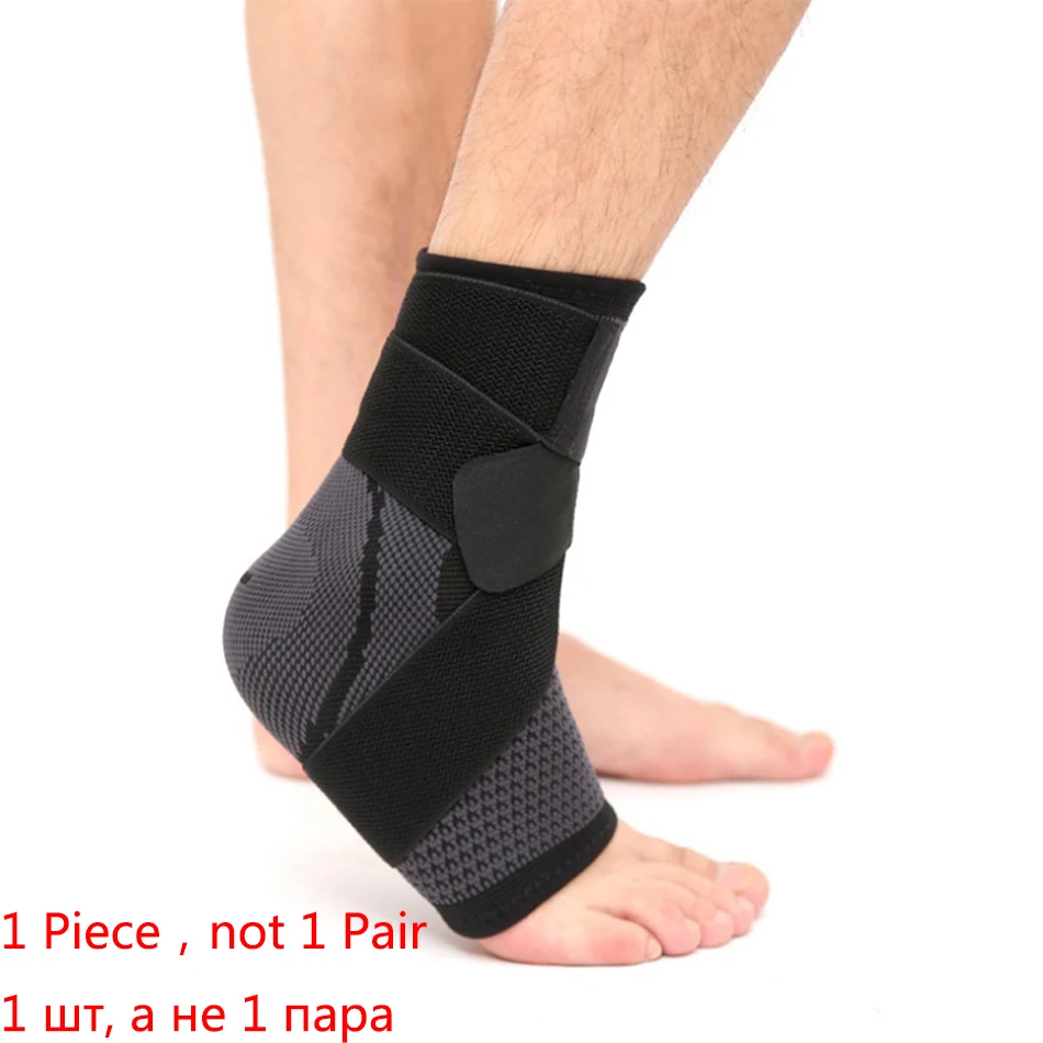 1 Piece Black Стоящий 1 шт. спортивный фиксатор лодыжки Компрессионный Ремень рукава поддержка 3D плетение эластичный бинт ноги Защитное снаряжение тренажерный зал фитнес - Цвет: 1 Piece Black