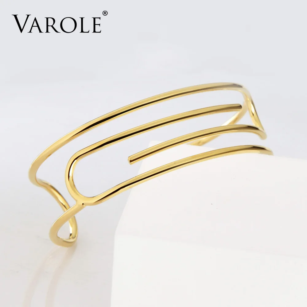 Браслет VAROLE Paperclip, манжета, маншет, золотой цвет, нарукавная повязка, браслет для женщин, браслеты, браслеты, Pulseiras