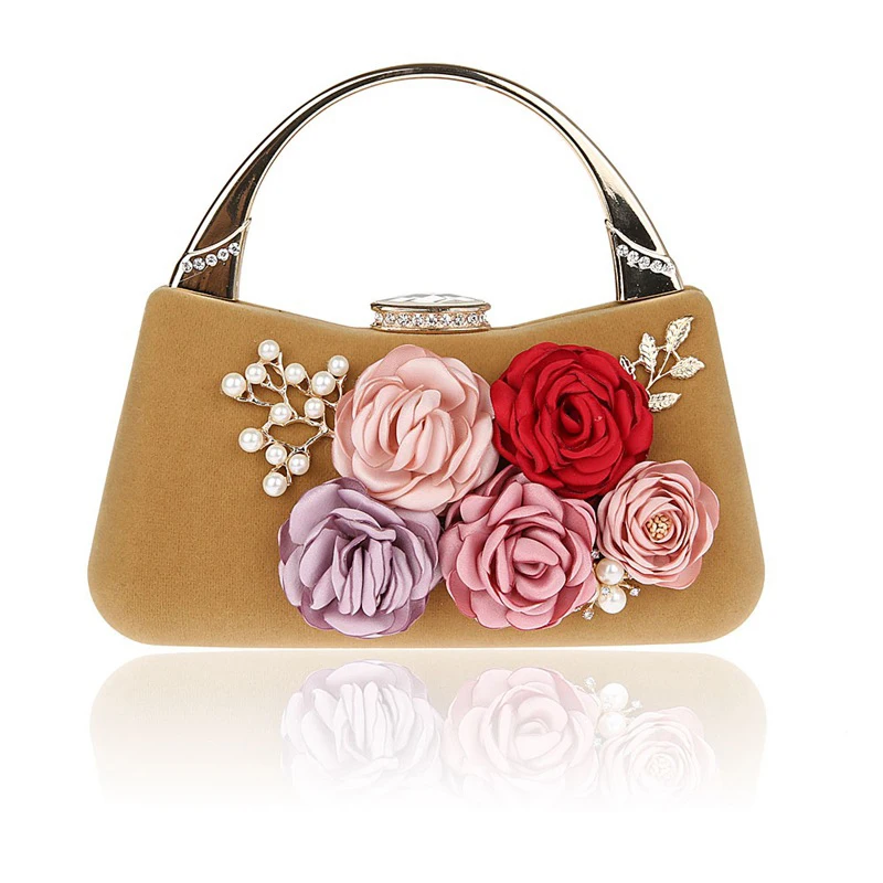 Women Handmade Flower Evening Bags Pearl Diamonds Luxury Brand Clutch Wallet Wedding Purse Party Dinner | Багаж и сумки