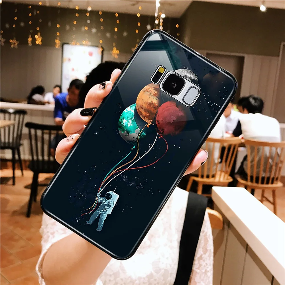 Световой Стекло чехол для samsung Galaxy S8 телефона S9 плюс примечание 9 Мягкий