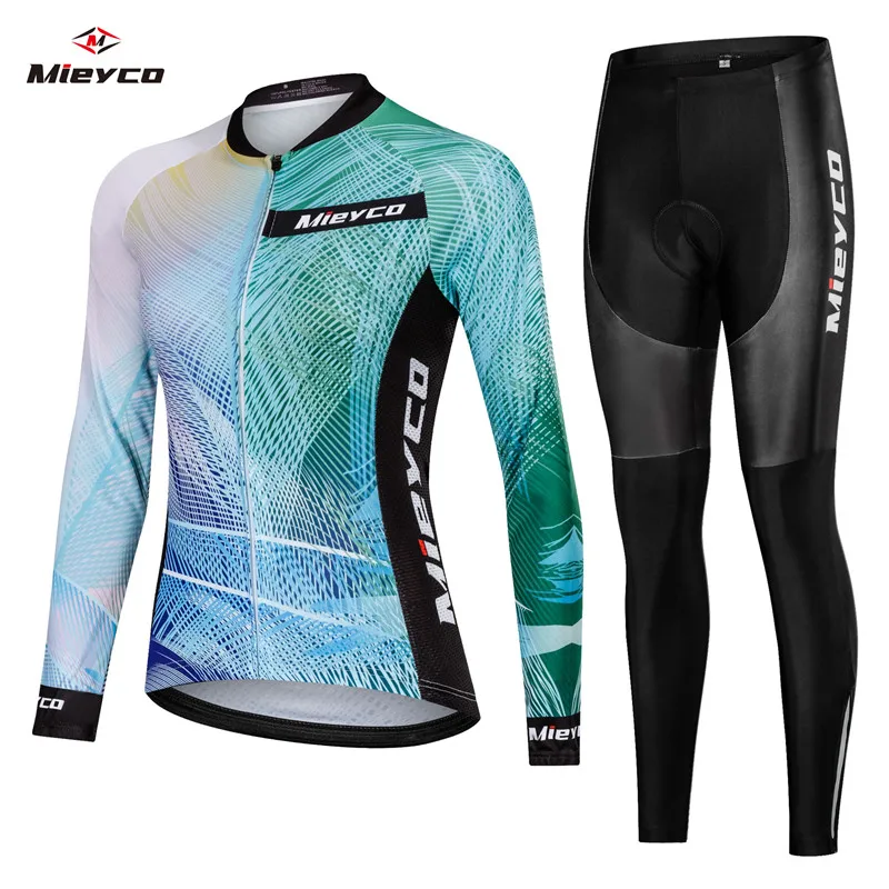 

Women Cycling Jersey Breathable Long Sleeve Clothes Ropa Ciclismo Bicycle Sportswear Bike Quick Dry Cycle Clothing Bib Short Pad