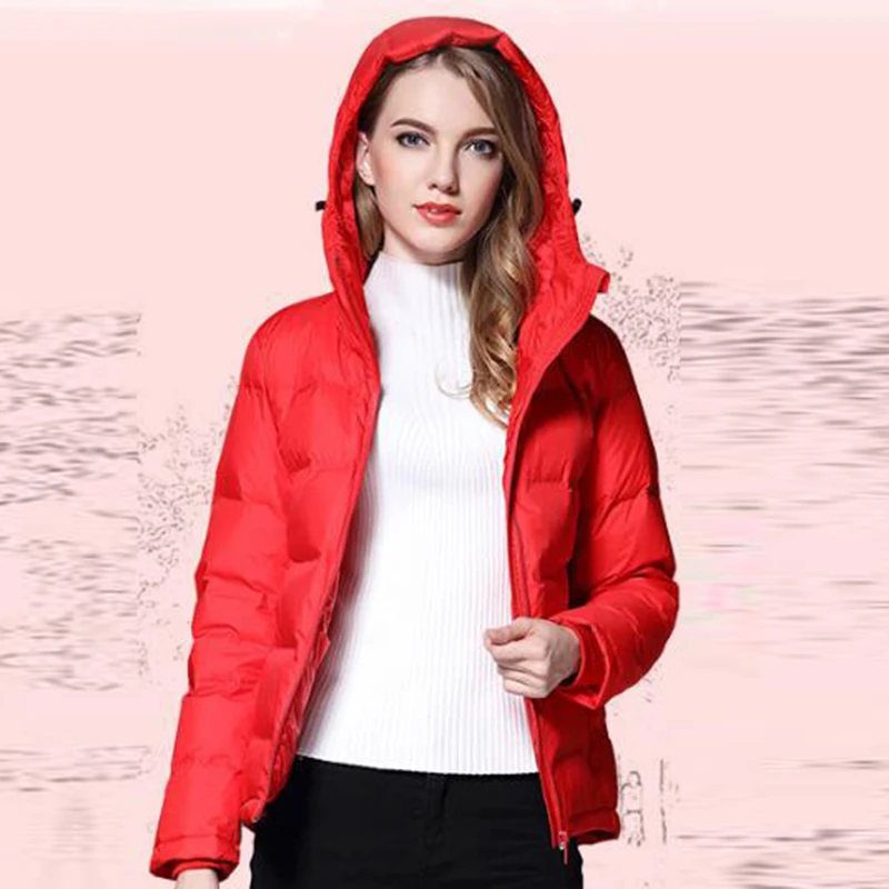 Белый пуховик высокого качества для женщин 2017 Новый Модный легкий короткий