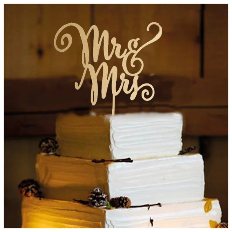 Mr Mrs Monogram деревенская свадьба дерево обручальные топперы для тортов украшение