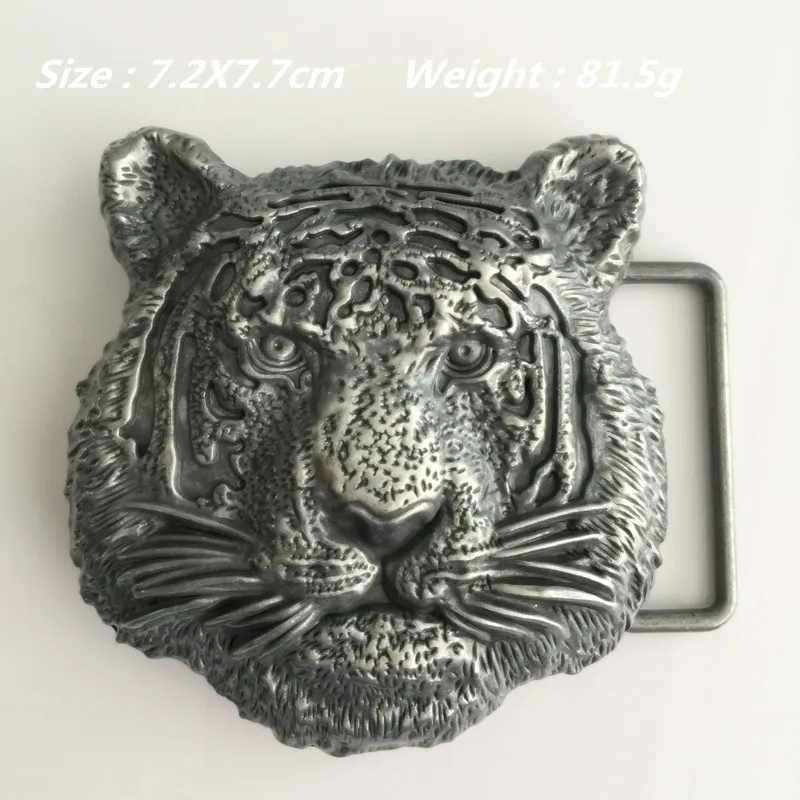 

Retail New High Quality Cool Silver Tiger Head Metal Belt Buckles For Men Fit 4cm Wide Belt