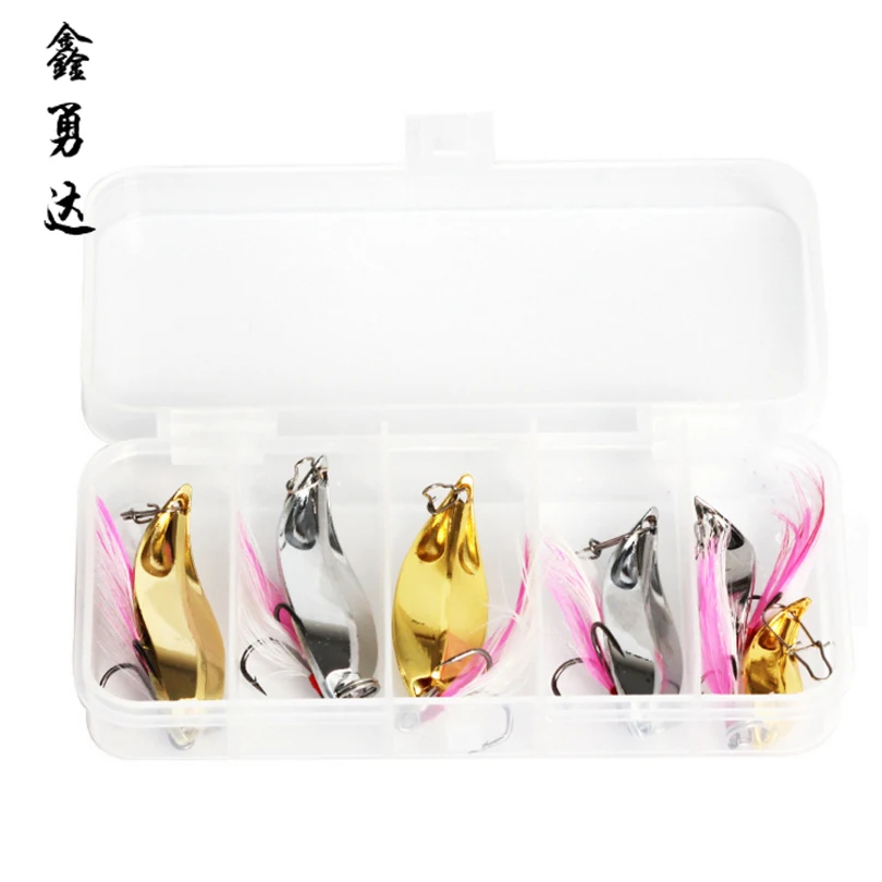 7pc 115G Fishing lure spoon bait Sequin Bass isca Artificial spinner fishing kit Metal Pike feather hooks | Спорт и развлечения