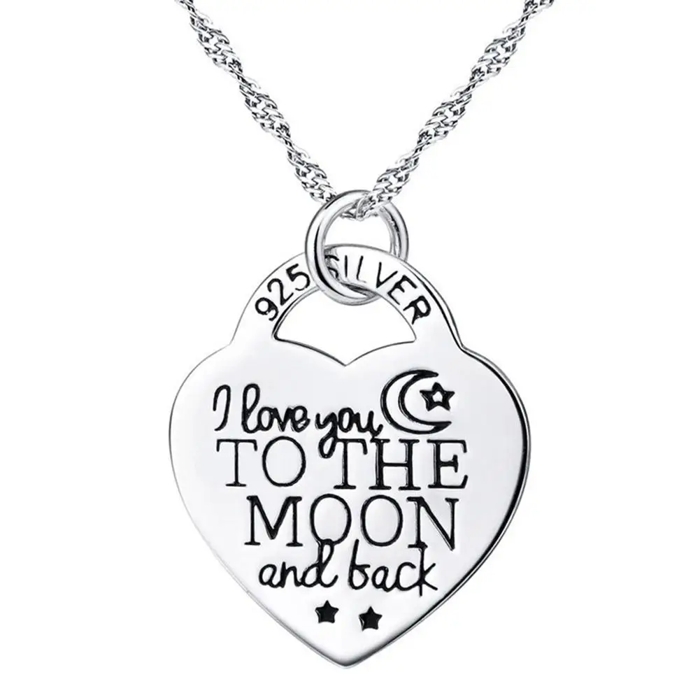 Женщины I Love You to The Moon and Back письмо резное сердце Шарм подарок ожерелье с