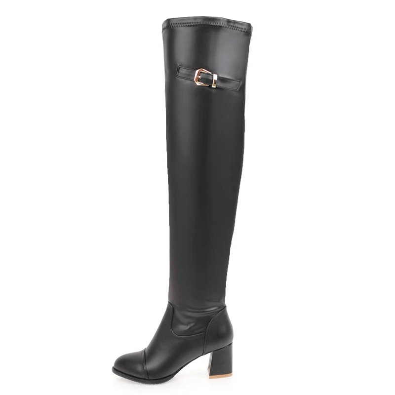 FITWEE Size 34-45 Women Over Knee Boots Zipper Buckle High Heel Warm Fur Shoes In Cold Winter For Footwear | Обувь