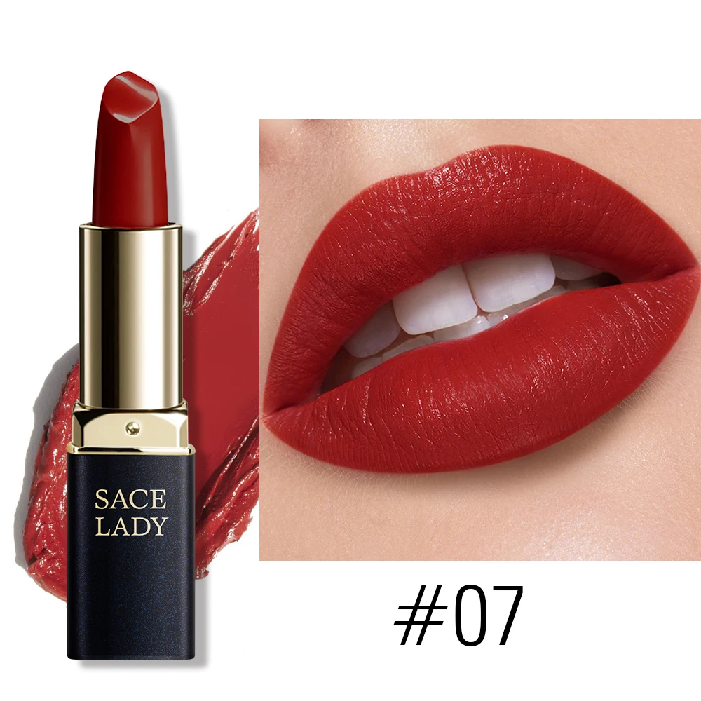 07 SACE LADY, 18 цветов, губная помада, Шелковистые матовые, водонепроницаемые, бархатные, губная помада, макияж, Обнаженная, гладкая, высокая пигментированная, красивые губы TSLM1 - Цвет: 07