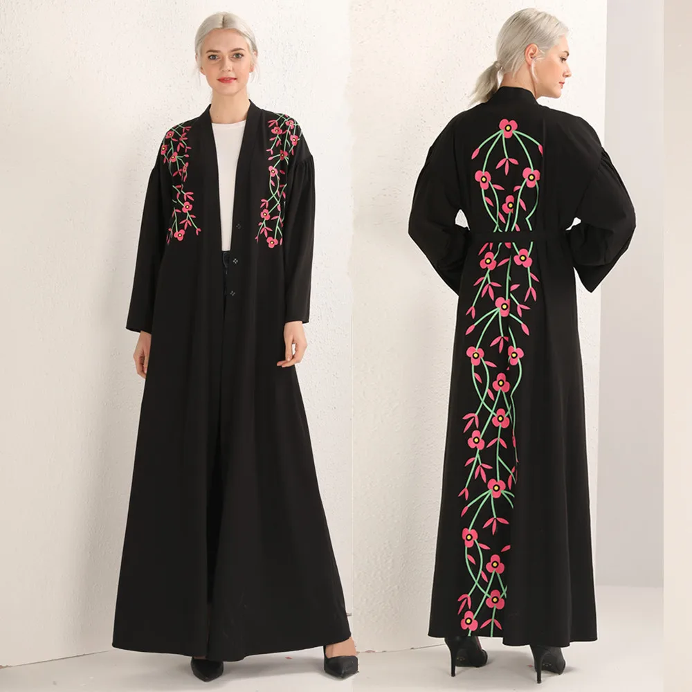 Арабское кимоно с цветочным рисунком Abaya Femme кафтановый халат мусульманское
