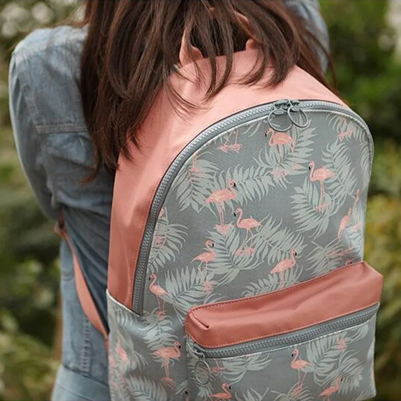 Корейский 3D рюкзак с мультяшным принтом фламинго повседневная женская школьная
