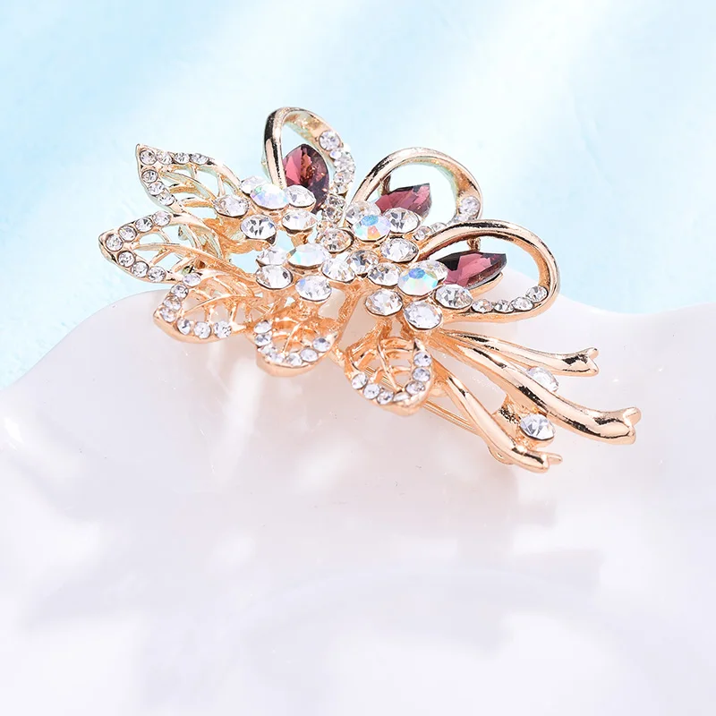 Trendy Rhinestone Tree leaf Brooches Pins For Women/Girls Crystal Plant Corsage Lapel Gold Color Brooch Pin Fashion Jewelry | Украшения и