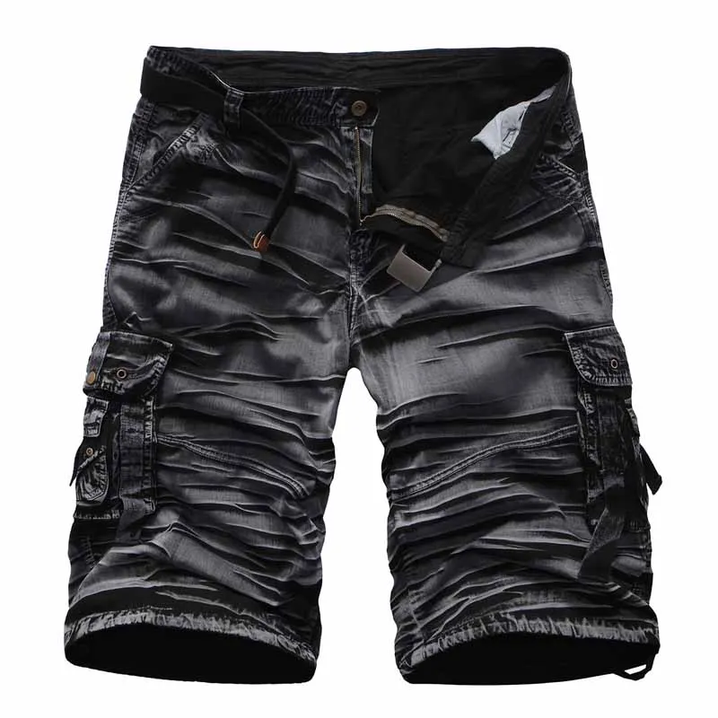 Black Camo Камуфляжные шорты Карго, мужские повседневные свободные рабочие шорты, мужские камуфляжные летние хлопковые повседневные шорты, брендовая одежда, шорты Карго - Цвет: Black Camo