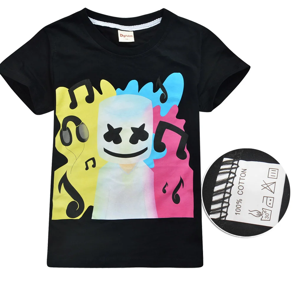 Marshmello/футболки с короткими рукавами для мальчиков, Dj Music, для девочек, желтая футболка, Детские Рождественские топы для маленьких девочек 7-12 лет