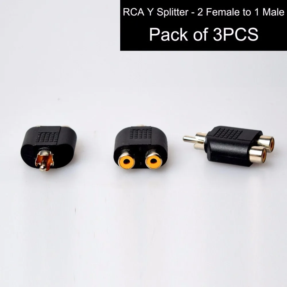 3PCS 2 RCA Female to 1 Male Y Splitter Adapter -RCA Inputs Add-on for Car Navigation Side Expand Single Reverse Cam Video | Автомобили и