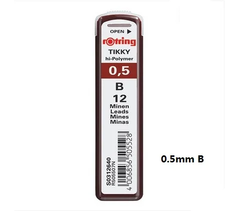 Rotring 0,7 мм/0,5 мм/1,0 мм/0,35 мм механический карандаш грифель B HB H 2B 2H автоматические стержни для карандаша эскиз дизайн 4 трубки/лот - Цвет: 0.5mm  B