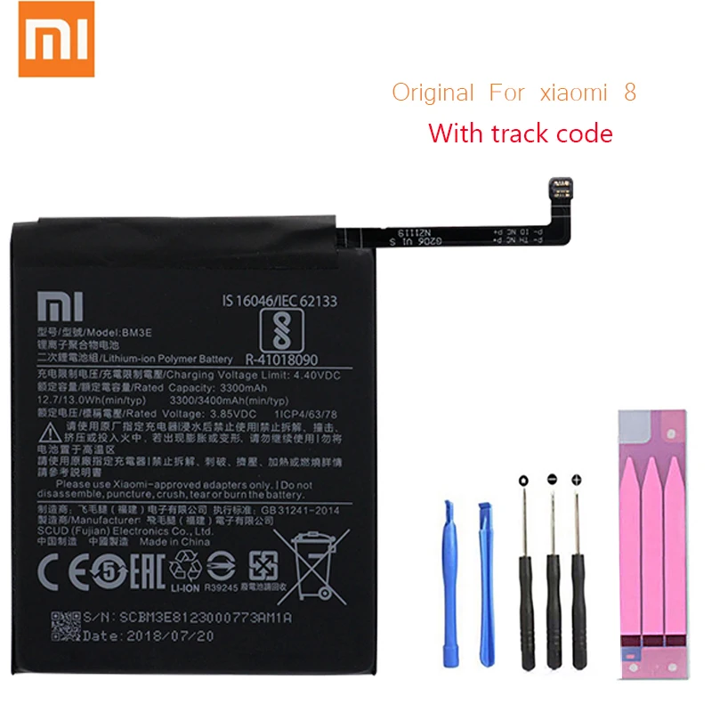 Оригинальная батарея BM3E для телефона Xiao mi с высокой емкостью Xiaomi 8 M8 настоящая 3400