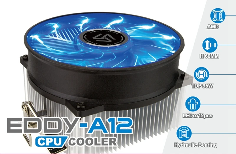 ALSEYE кулер для процессора TDP 95W светодиодный процессорный кулер 0.23A 2200RPM алюминиевый радиатор вентилятора охлаждения дл