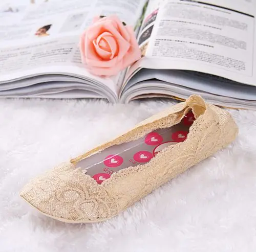 beige 5 пар, женские хлопковые кружевные нескользящие носки с невидимой подкладкой, эластичные удобные женские короткие носки на лето и весну - Цвет: beige