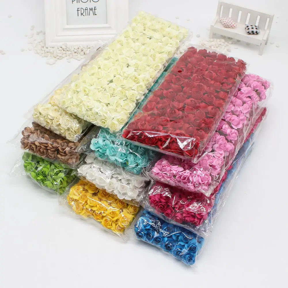 12 шт Мини Роза бумага ручной работы искусственный цветок свадебное оформление