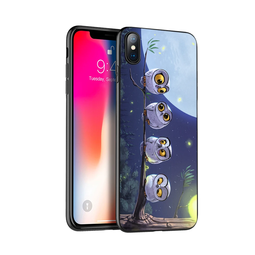 Черный ТПУ чехол для iphone 5 5s SE 2020 6 6s 7 8 plus x 10 силиконовый XR XS 11 pro MAX милый Совы