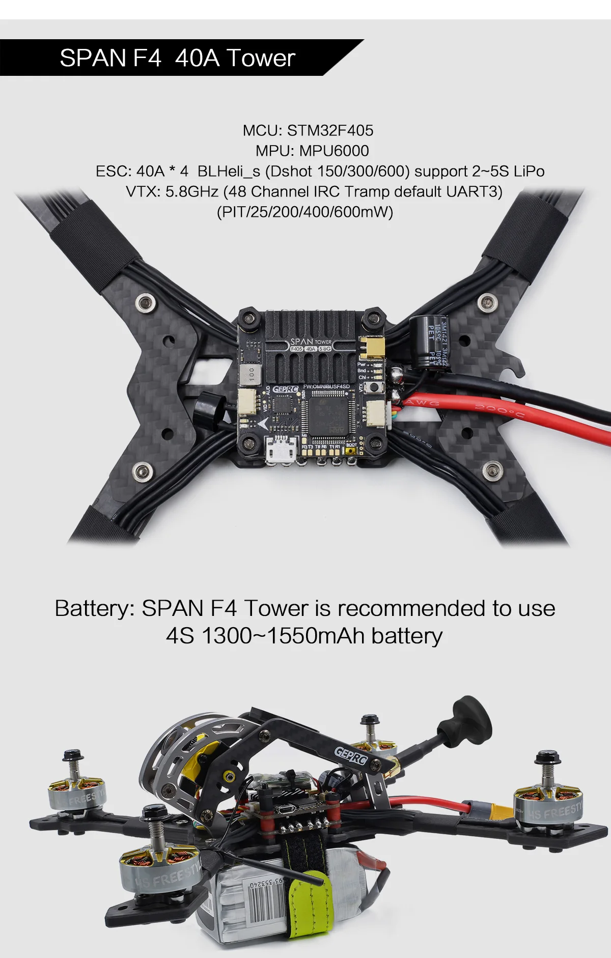 GEPRC Mark3 H5 225 мм FPV гоночный Дрон с контроллером полета SPAN F4 40A/50A ESC 48CH 5,8G VTX+ Caddx Ratel 2,1 мм FPV камера