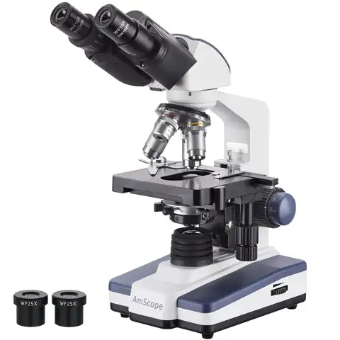 Лабораторный бинокулярный комбинированный микроскоп AmScope 40X-2500X с 3D-сценой