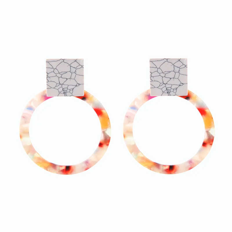 ZWPON 2019 Trendy Geometric Square Howlite Stone Resin Leopard Circle Drop Earrings for Women New Statement Jewelry | Украшения и
