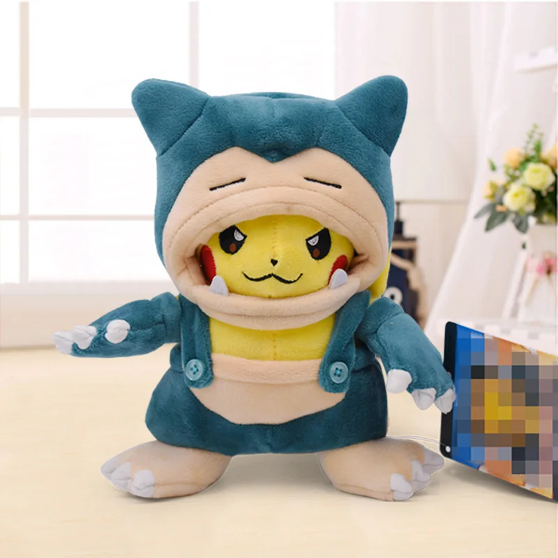 Snorlax 3 стиля 21 см Аниме Пикачу Мягкие плюшевые куклы игрушки Косплей Garchomp Snorlax Ampharos мультфильм Peluche куклы рождественский подарок для детей - Цвет: Snorlax