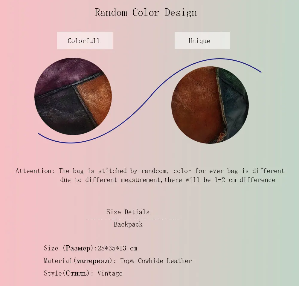 New High Quality Genuine Leather Backpacks Colorful Women Vintage Students Bag Female Handmade Leather School Bags