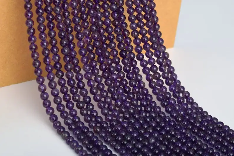 Натуральные фиолетные аметисты бусины класса АА круглой формы 4 мм 6 1 нить 15