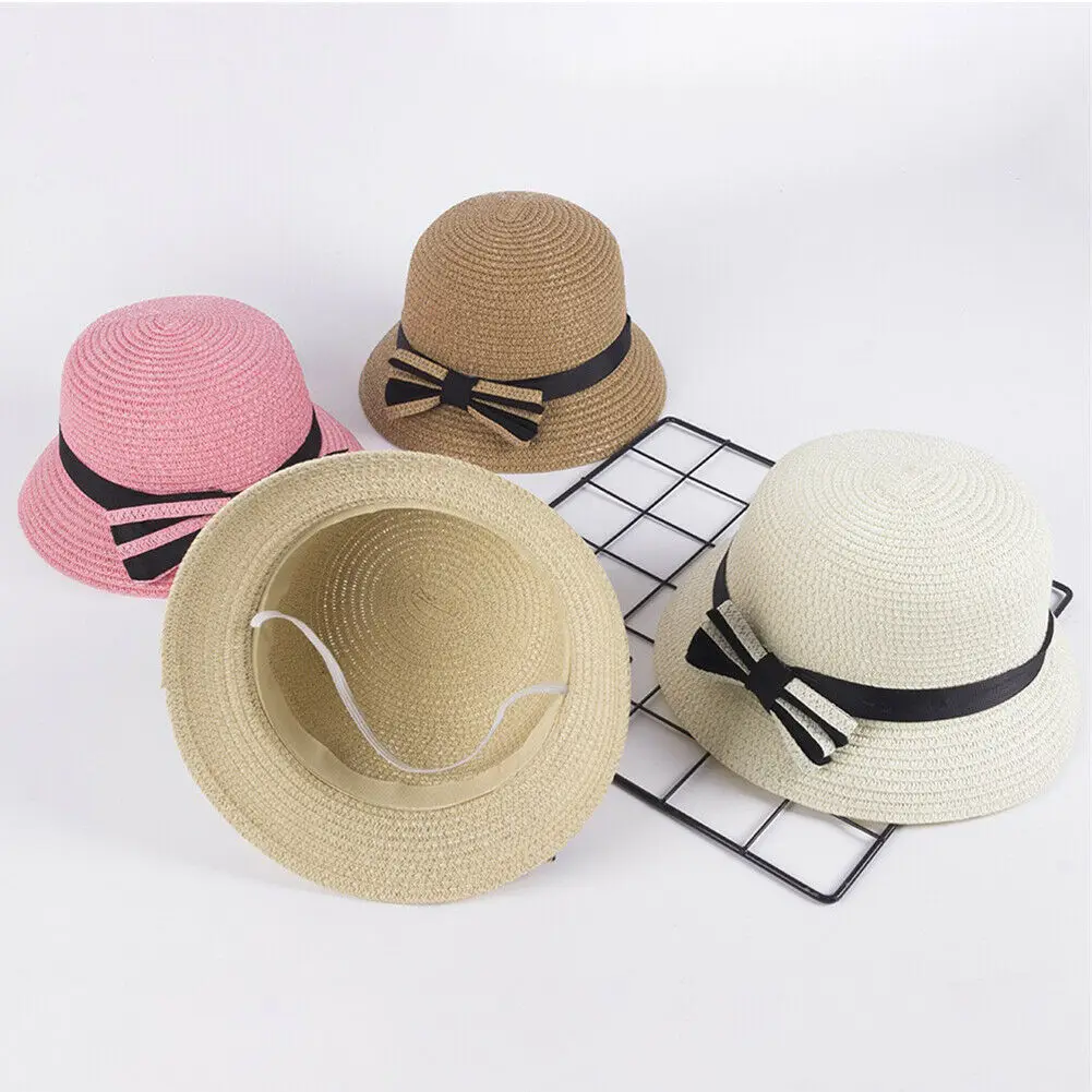 Милые дети девочки соломенная шляпа с бантом детские шляпы от солнца большими