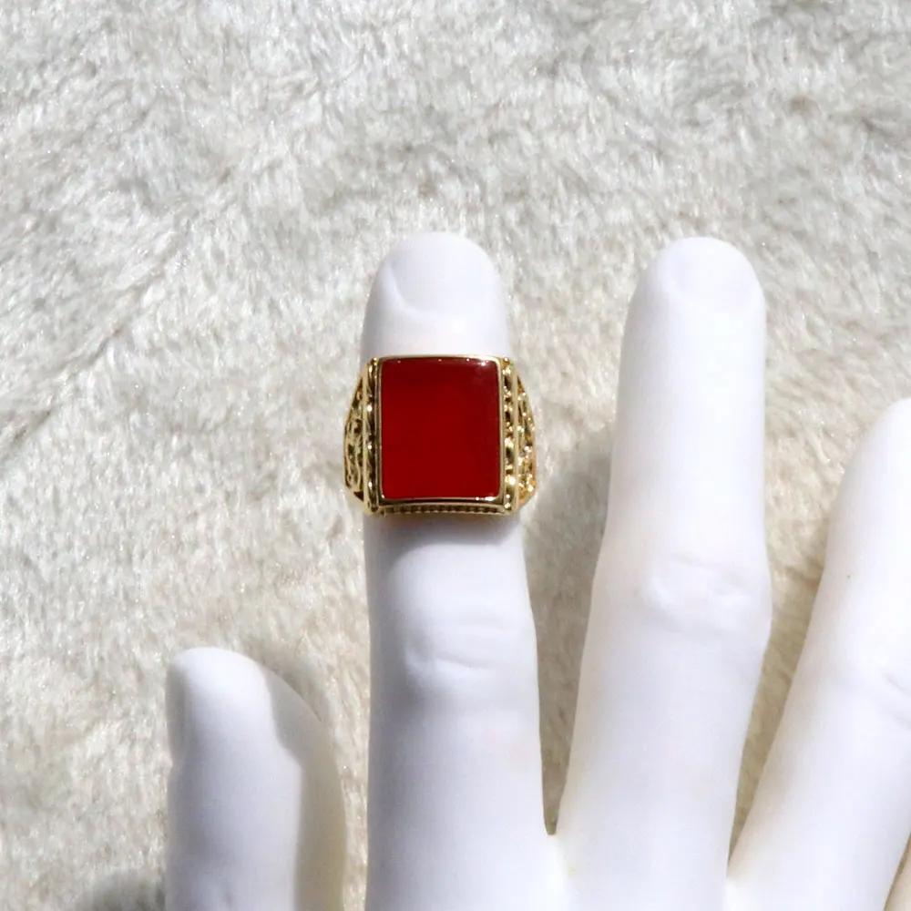 Мужское кольцо с крупным красным драконом 18 карат|Кольца| |