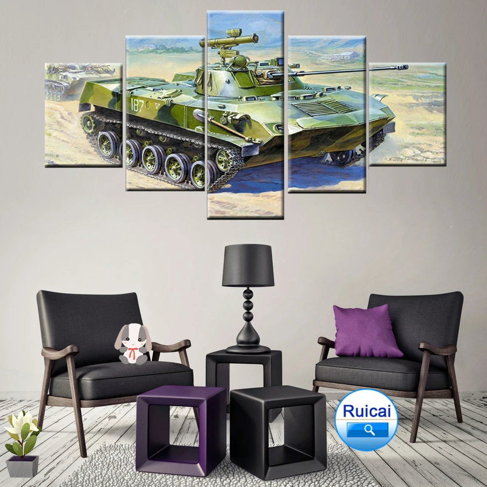 HD Print 5 Panel Home Decor Wall Art Picture Tank Poster | Дом и сад