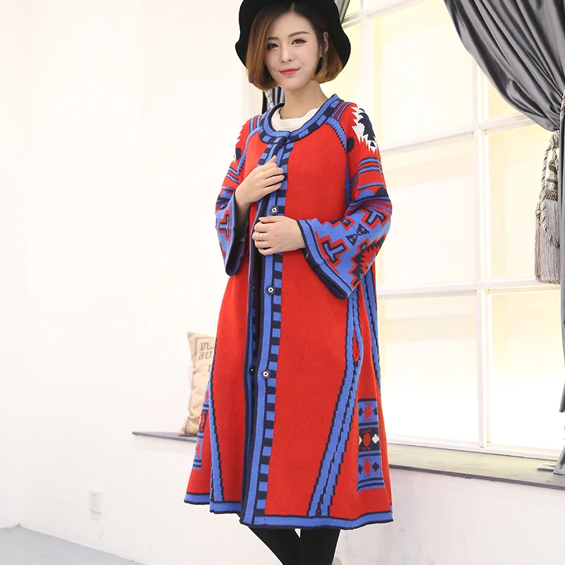 Этнические Длинные кардиганы с геометрическим принтом женские пончо 2018