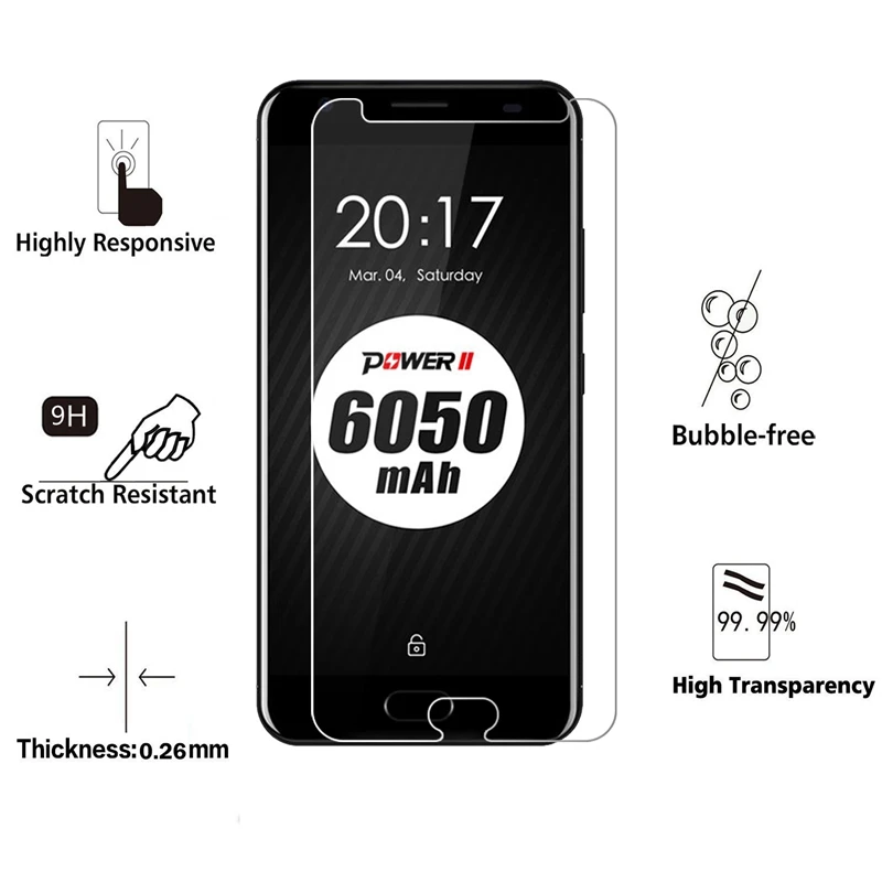 2 шт./лот закаленное Стекло для Ulefone Мощность Экран протектор Защитная пленка