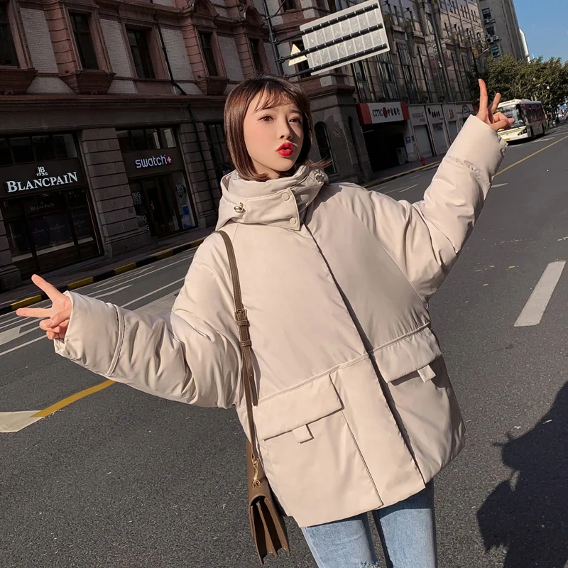 2019 new winter jacket and coats women casual loose Korean hooded outerwear female zipper fashion basic thick warm parkas mujer | Женская