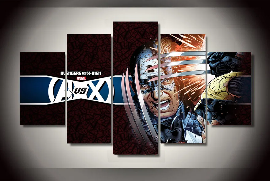 5 Панель Против Мстителей X Men Wolverine HD Настенные Панно для Современного Домашнего