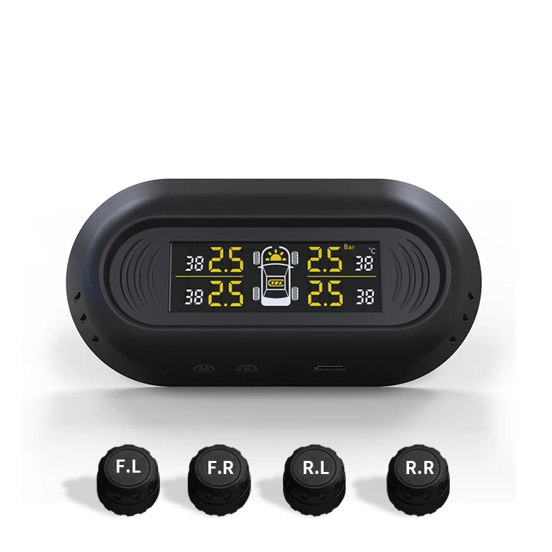 Автомобильный TPMS монитор давления в шинах Система солнечной энергии Зарядка ЖК