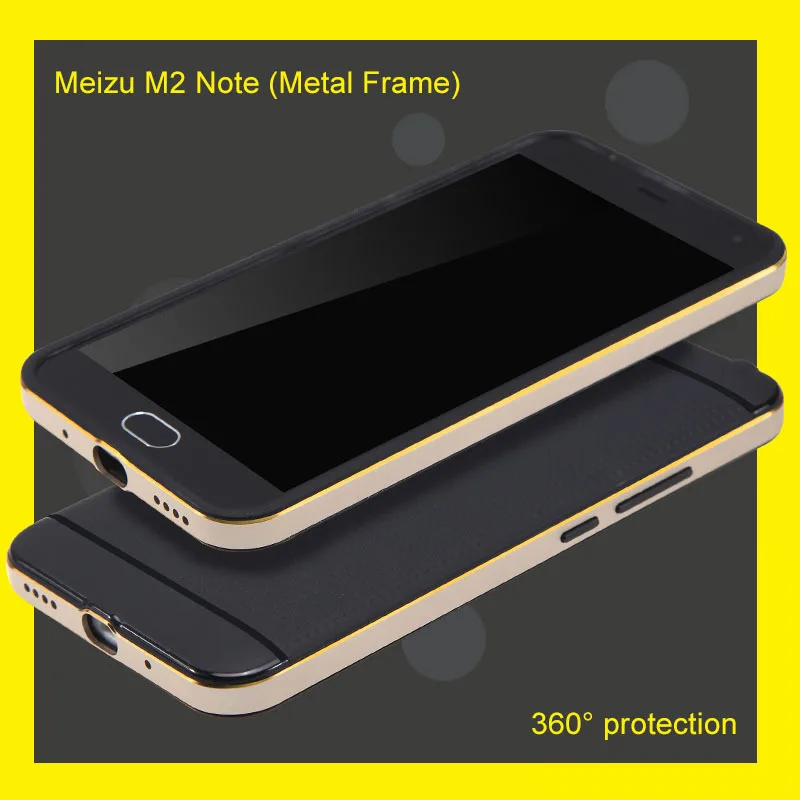 Высококачественный чехол для Meizu M2 Note с металлической рамкой и силиконовой задней крышкой, анти-скользкий и защитный чехол