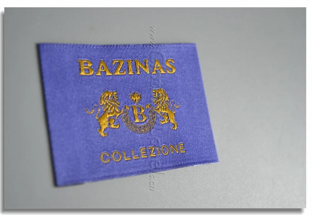 Custom damask woven labels for clothing double weaved logo shiny yellow color | Дом и сад