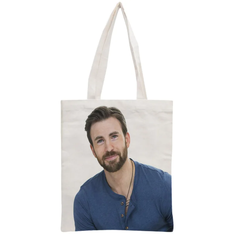 Custom Chris Evans Tote Bag Reusable Handbag Women Shoulder Foldable Cotton Canvas Shopping Bags | Багаж и сумки