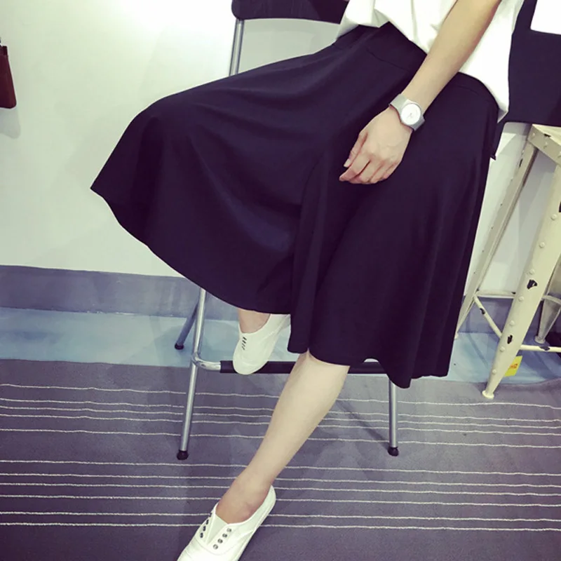

Pants Women Summer Seven Pants Casual High Waist Elastic Wide Leg Pants Chiffon Solid Fashion Trousers