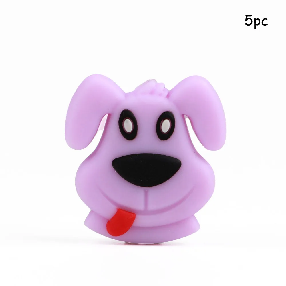 Dog-03 TYRY. HU 5 шт./лот, силиконовые бусины для пищевых продуктов, мини-конфеты, пингвин, щенок, слон, Прорезыватель для зубов, BPA бесплатно, DIY, детские игрушки для прорезывания зубов - Цвет: Dog-03